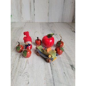 Vintage teacher apple school car ornament Xmas set